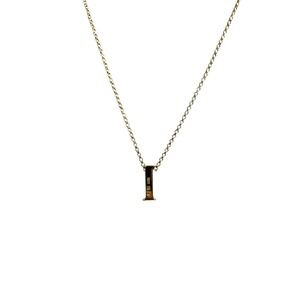 Vintage Gold Initial I Pendant Necklace 925 Sterling Silver Dainty Letter Charm